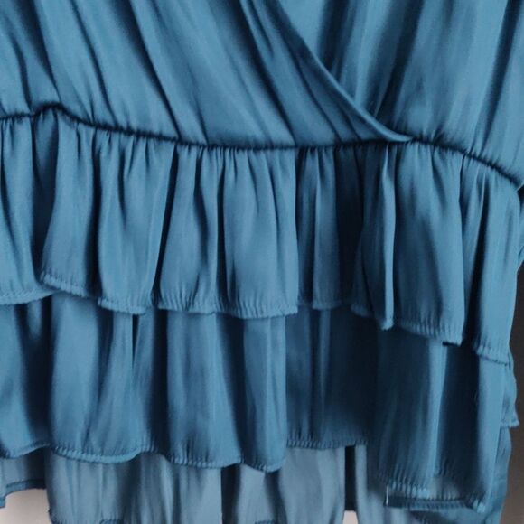 THML Elegant Teal Ruffle Blouse - Picture 3 of 7